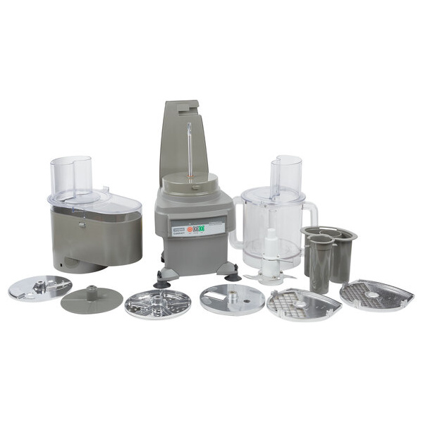 Waring fp2200 combination food processor with 6 qt. clear bowl, continuous feed & 2 discs - 3/4 hp