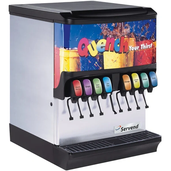 Servend 2705588 SV-175 8 Valve Sanitary Lever Countertop Ice/Beverage Dispenser with 175 lb. Ice Storage