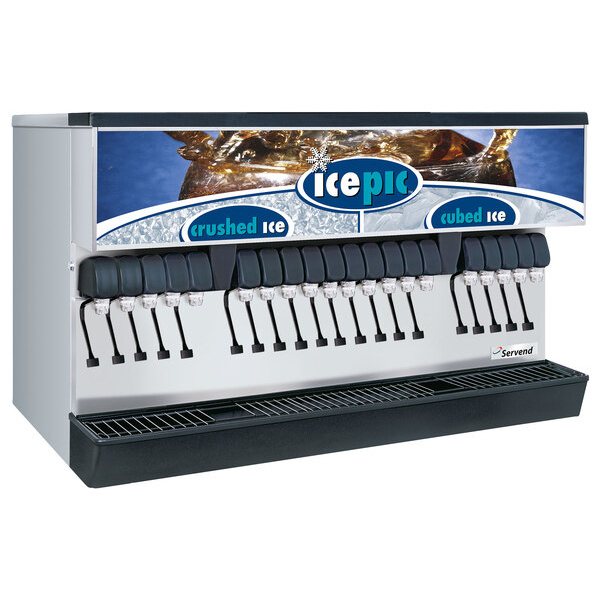 Servend 2706128 MDH-402 20 Valve Sanitary Lever Countertop Ice/Beverage Dispenser with Icepic, 400 lb. Ice Storage, and Internal Carbonator
