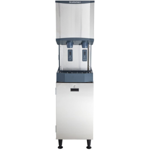 Scotsman HID312A-1 Meridian 16 1/4" Air Cooled Nugget Ice Machine with 12 lb. Bin, Water Dispenser, and Storage Equipment Stand - 115V, 260 lb.