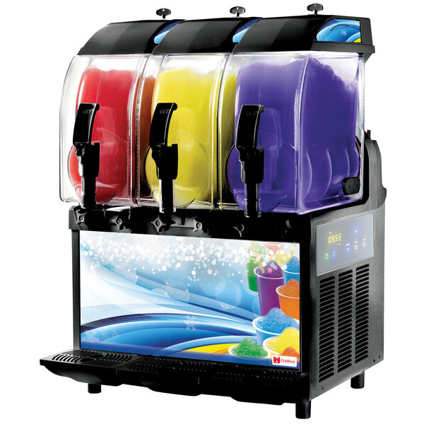 Crathco i-pro 3e light panel (1206-007) triple 2.9 gallon granita / slushy / frozen beverage machine with electronic control and light panel - 115v