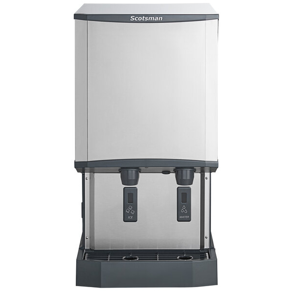 Scotsman hid540w-1 meridian countertop water cooled ice machine and water dispenser - 40 lb. bin storage