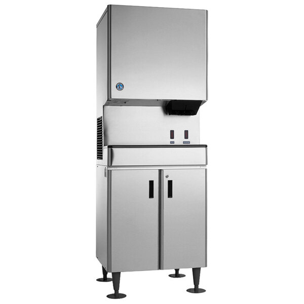 Hoshizaki DCM-500BAH-OS Opti-Serve Hands-Free Cubelet Ice Maker and Water Dispenser with Floor Stand - 618 lb. Per Day, 40 lb. Storage