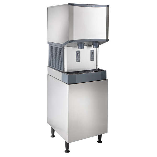 Scotsman hid525a-1 meridian countertop air cooled ice machine and water dispenser with cabinet stand - 500 lb. production; 25 lb. bin storage