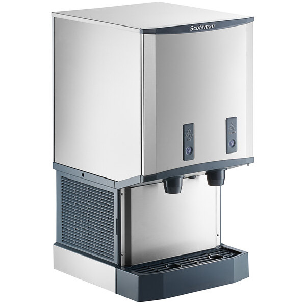 Scotsman hid540ab-1 meridian countertop air cooled ice machine and water dispenser with push button dispensing - 40 lb. bin storage