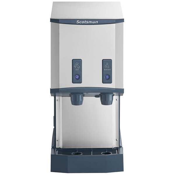 Scotsman hid312ab-1 meridian countertop air cooled ice machine and water dispenser with push button dispensing - 12 lb. bin storage