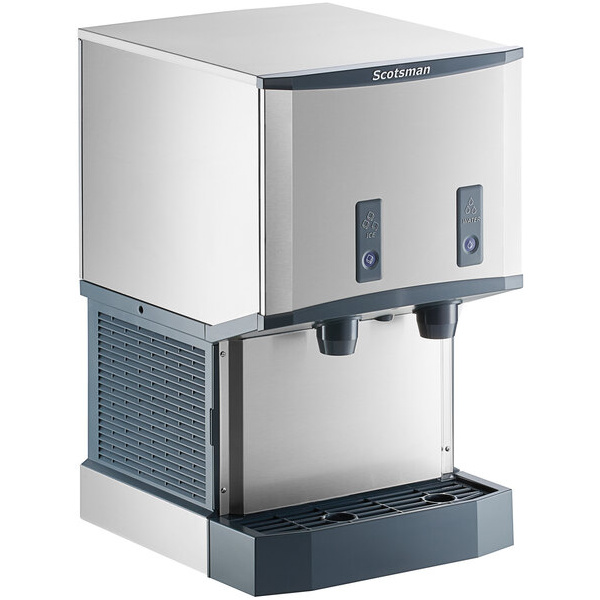 Scotsman hid525ab-1 meridian countertop air cooled ice machine and water dispenser with push button dispensing - 25 lb. bin storage