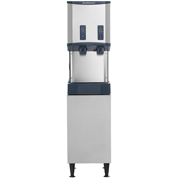 Scotsman hid312ab-1 meridian 16 1/4" air cooled nugget ice machine with 12 lb. bin, push button ice and water dispensing, and enclosed stand - 115v, 260 lb.