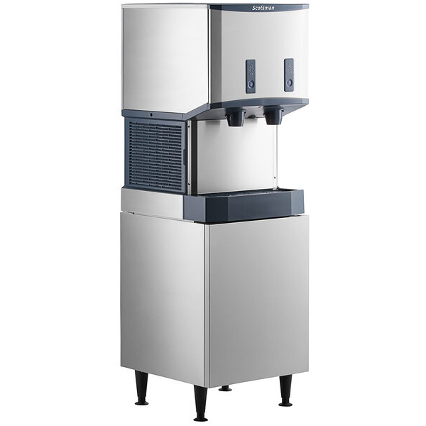 Scotsman hid525ab-1 meridian 21 1/4" air cooled nugget ice machine with 25 lb. bin, push button ice and water dispensing and enclosed stand - 115v, 500 lb.