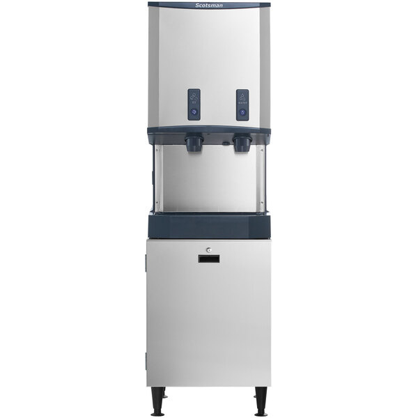 Scotsman hid540ab-1 meridian 21 1/4" air cooled nugget ice machine with 40 lb. bin, push button ice and water dispensing, and cabinet stand - 115v, 500 lb.
