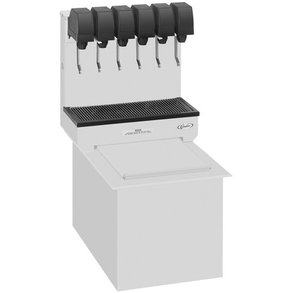 Cornelius 631100046 cb 1522 stainless steel drop-in soda dispenser with 6 ufb-1 sanitary lever valves and 75 lb. ice bin, 115v