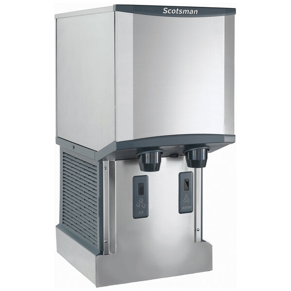 Scotsman hid312aw-1 meridian wall mount air cooled ice machine and water dispenser - 12 lb. bin storage