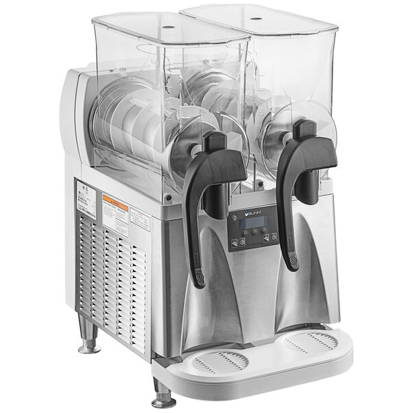 Bunn 58000.0002 ultra nx white and stainless steel double 3 gallon slushy machine with flat lids - 120v