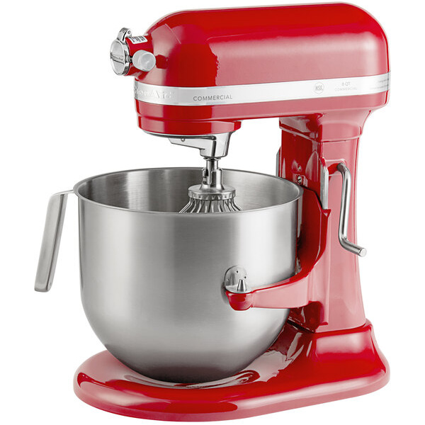 KitchenAid KSM8990ER Red 8 Qt. Bowl Lift Countertop Mixer with Standard Accessories - 120V, 1 3/10 hp