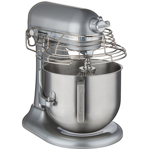 KitchenAid KSMC895CU Contour Silver 8 Qt. Bowl Lift Countertop Mixer with Guard & Standard Accessories - 120V, 1 3/10 hp