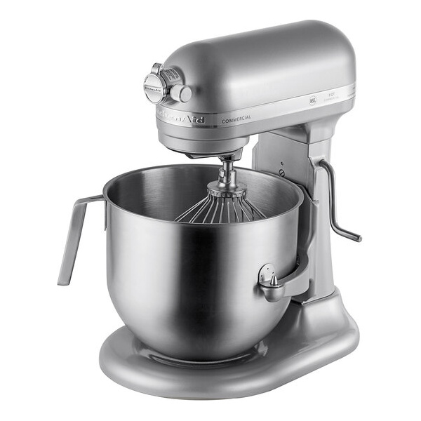 KitchenAid KSM8990CU Contour Silver 8 Qt. Bowl Lift Countertop Mixer with Standard Accessories - 120V, 1 3/10 hp