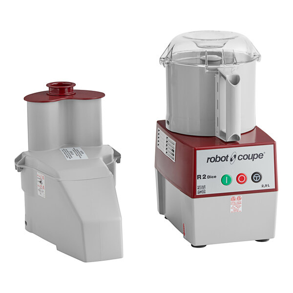 Robot coupe r2 dice combination food processor with 3 qt. / 3 liter gray bowl, continuous feed & 4 discs - 2 hp