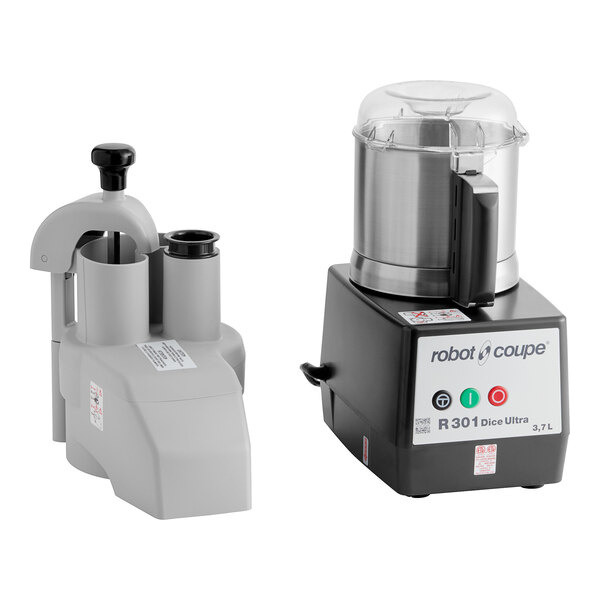 Robot coupe r301u dice combination food processor with 4 qt. / 3.7 liter stainless steel bowl, continuous feed & 4 discs - 2 hp