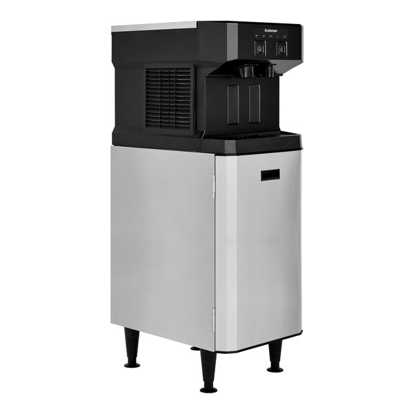 Scotsman hid207abx-1 meridian air cooled compact nugget ice machine with 7 lb. bin, push button ice and water dispensing, and cabinet stand - 115v, 196 lb.