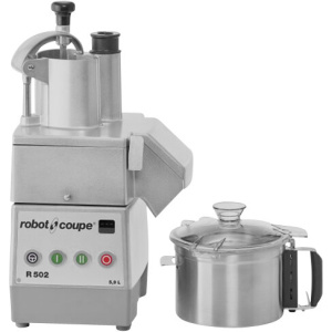 Robot Coupe R502 2-Speed Combination Food Processor with 6 Qt. / 5.9 Liter Stainless Steel Bowl, Continuous Feed & 2 Discs - 240V, 3 Phase, 1 1/5 hp