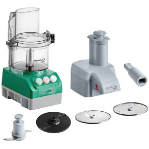 AvaMix Cadet CACFB25CL2D Combination Food Processor with 2.5 Qt Clear Plastic Bowl, Chute Lid, Continuous Feed, and 2 Discs - 3/4 hp
