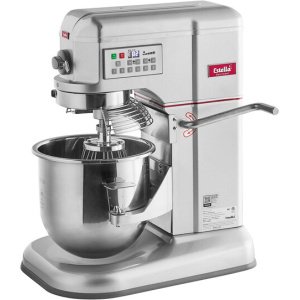 Estella emix12g silver 12 qt. programmable bowl lift countertop mixer with guard & standard accessories - 120v, 7/8 hp