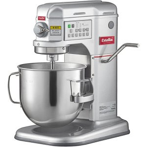 Estella emix8 silver 8 qt. programmable bowl lift countertop mixer with standard accessories - 120v, 4/5 hp