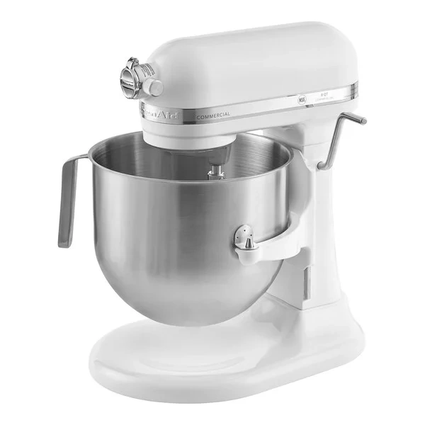 KitchenAid KSM8990WH White 8 Qt. Bowl Lift Countertop Mixer with Standard Accessories - 120V, 1 3/10 hp