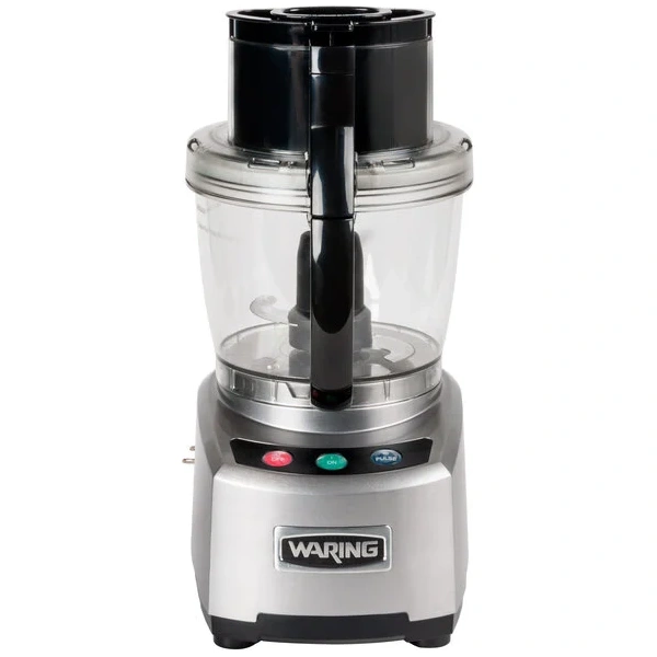 Waring wfp16s 4 qt. clear batch bowl food processor with vegetable prep lid chute and 3 discs - 2 hp
