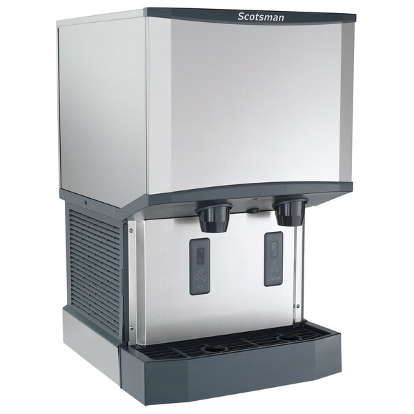 Scotsman hid525w-1 meridian countertop water cooled ice machine and water dispenser - 25 lb. bin storage