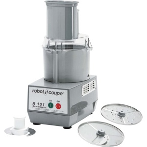Robot Coupe R101P 2 Qt. / 1.9 Liter Gray Batch Bowl Food Processor with Vegetable Prep Lid Chute & 2 Discs - 3/4 hp