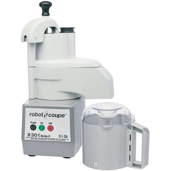 Robot coupe r301 combination food processor with 4 qt. / 3.7 liter gray bowl, continuous feed & 2 discs - 1 1/2 hp