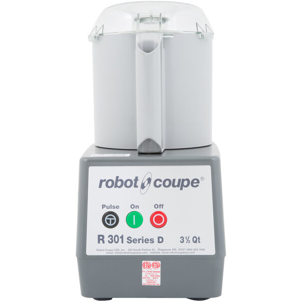 Robot coupe r301b 4 qt. / 3.7 liter gray batch bowl food processor - 1 1/2 hp
