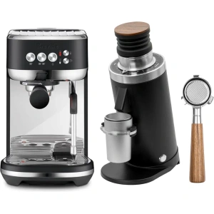 Breville The Bambino Plus Espresso Machine BES500BTR (Black Truffle), DF64 Gen 2 Grinder w/ DLC Burrs (Black) and Portafilter Bundle