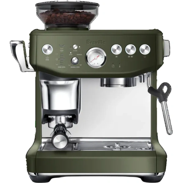 Breville the barista express impress semi-automatic espresso machine bes876otl (olive tapenade)