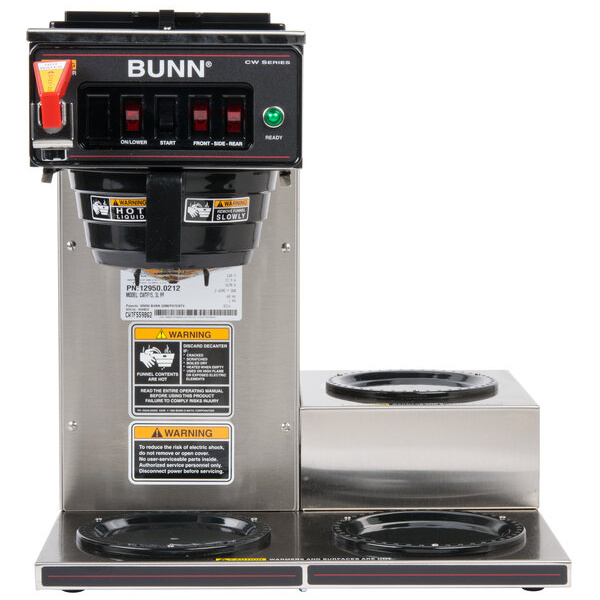 Bunn 12950.0212 cwtf15-3 12 cup automatic coffee brewer with 3 lower warmers and hot water faucet