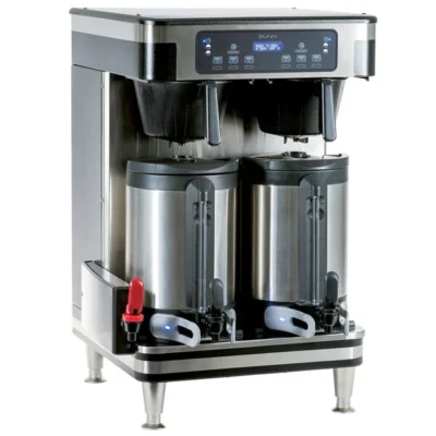 Bunn 51200.0101 ICB Infusion Series Black and Stainless Steel Twin Automatic Coffee Brewer – 120/240V, 6000W