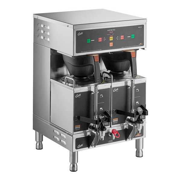 Curtis gem-12d-10 gemini stainless steel twin digital satellite coffee brewer with servers