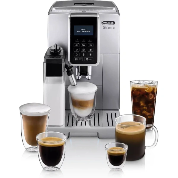 Delonghi dinamica lattecrema super automatic espresso & cappuccino machine ecam35075si (silver)