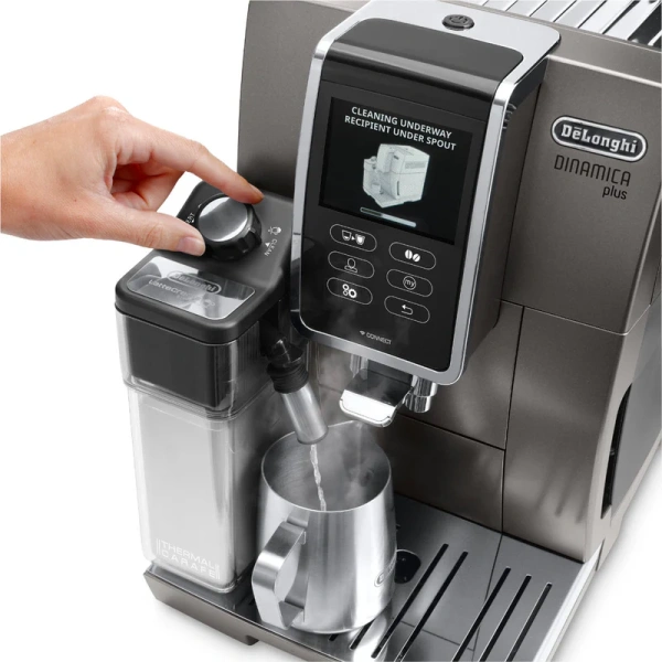 Delonghi dinamica plus lattecrema, super automatic espresso & cappuccino machine ecam37095ti (titanium) - Image 2