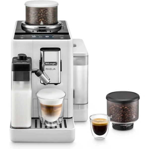 Delonghi rivelia super automatic espresso machine exam44055w (arctic white)