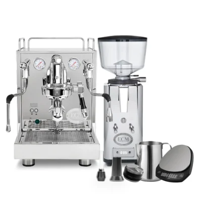 ECM Mechanika Max Heat Exchanger (HX) Espresso Machine with PID, ECM S-Automatik 64 Burr Grinder