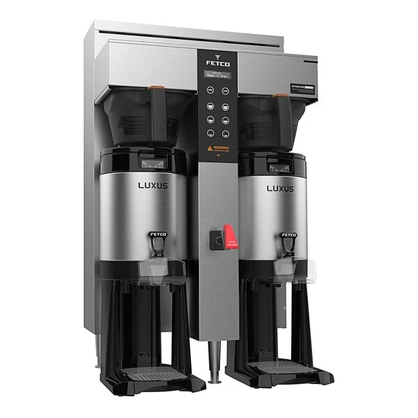 Fetco cbs-1242 plus series twin automatic digital coffee brewer with plastic brew basket