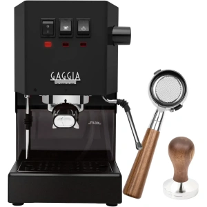 Gaggia Classic E24 Espresso Machine RI9380/46 (Thunder Black) with Bottomless Walnut Portafilter
