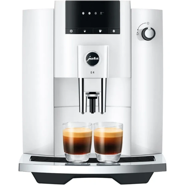 Jura E4 Super Automatic Coffee & Espresso Machine (Piano White)