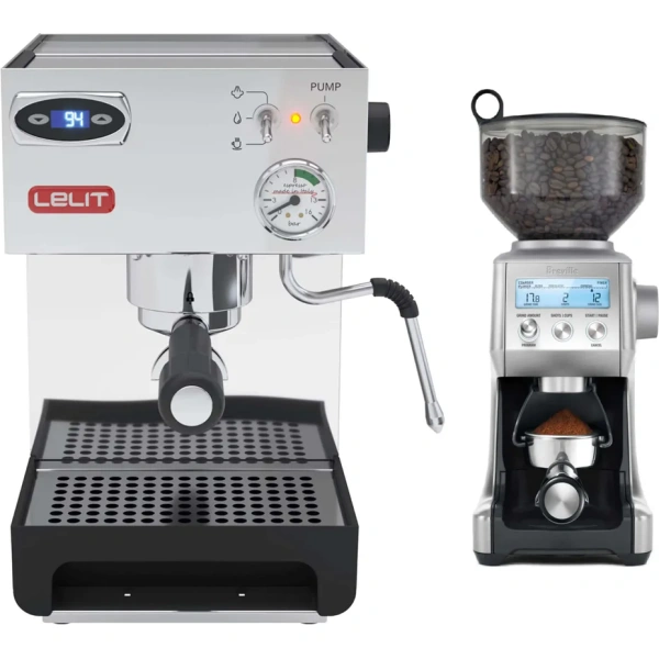 Lelit anna 2 pl41tem espresso machine with pid (silver stainless steel) & breville the smart grinder pro coffee grinder