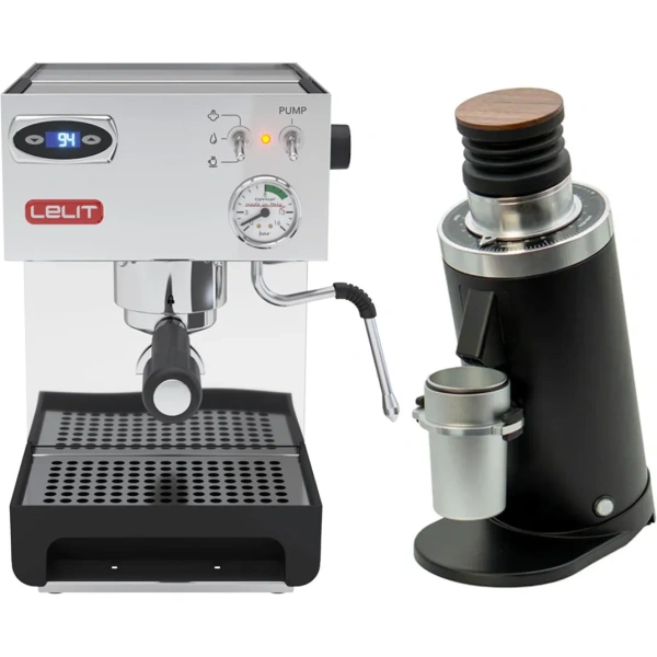 Lelit anna 2 pl41tem espresso machine with pid and df64 gen 2 w/ dlc burrs (black)
