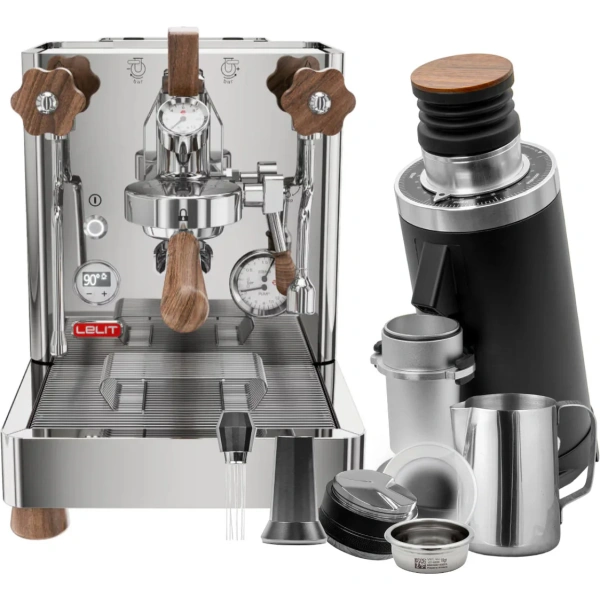 Lelit bianca 3 pl162t espresso machine, df64 gen2 with dlc burrs grinder (black) & barista tool