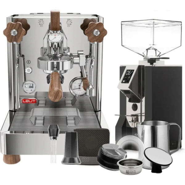 Lelit bianca 3 pl162t espresso machine, eureka mignon specialita grinder (matte black) & barista tool