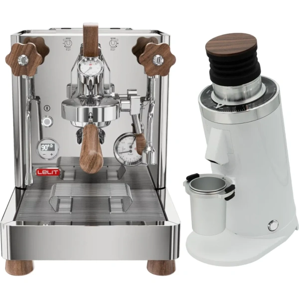 Lelit bianca 3 pl162t espresso machine and df64 gen2 with dlc burrs grinder (white)